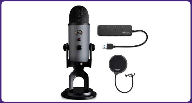 
Blue Microphones Yeti Slate USB Microphone with Knox Gear USB Hub and Knox Pop Filter (3 Items)