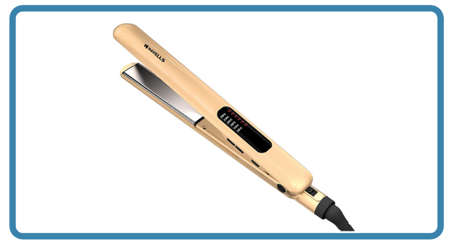 Havells HS4152 Titanium Plates Professional Hair Straightener (Golden)