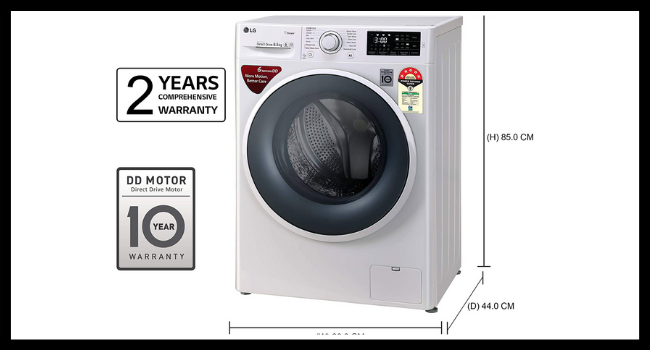  LG 6.5 Kg 5 Star Inverter Fully-Automatic Front Loading Washing Machine(FHT1265ZNW)