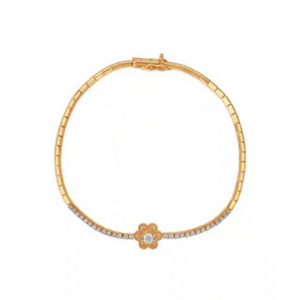 14 Kt Yellow Gold Delightful Floral Diamond Bracelet