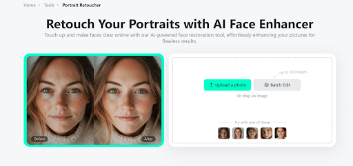 Access the Face Enhancer Tool Page