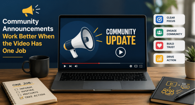 Community Announcements Work Better When the Video Has One Job