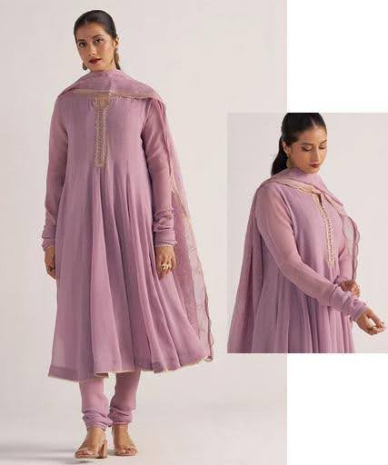 Dusky orchid georgette Anarkali