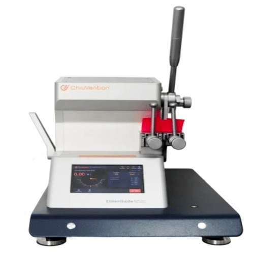 Elmendorf tear tester machine measuring tear strength of fabric in a laboratory environment