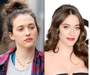 Kat Dennings with Makeup and Without Makeup