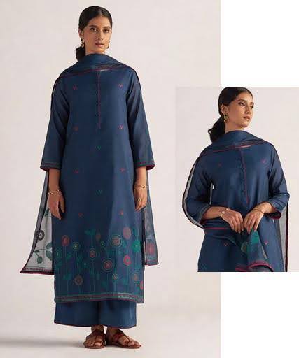 Legion blue Chanderi kurta set