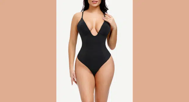 Low Back Plunge Neckline Thong Bodysuit