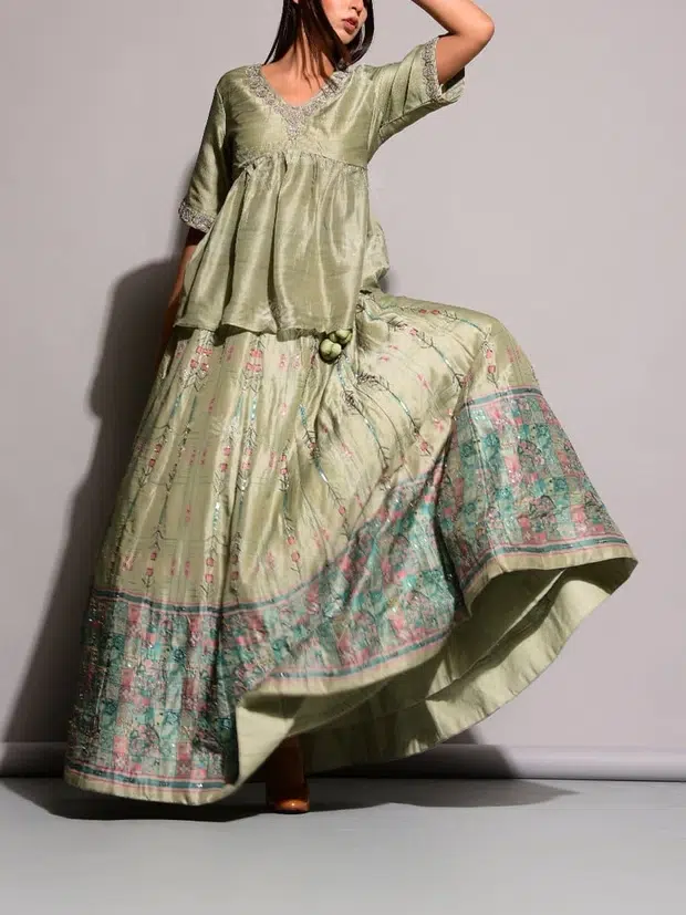 Mint Green Lehenga with Peplum