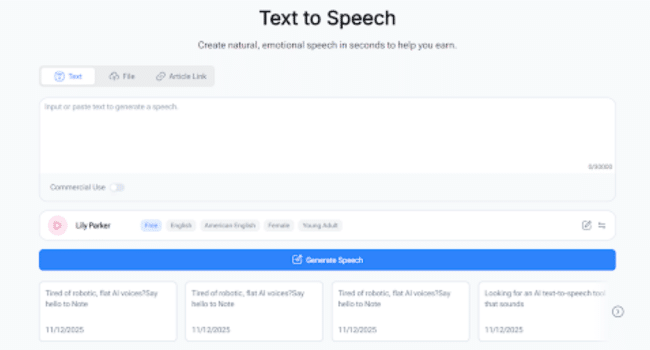 NoteGPT Text to Speech