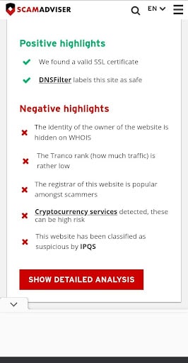 ScamAdviser site investigates