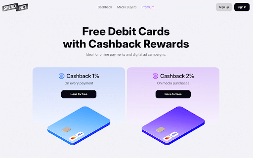 Spend.net — Solution for media buyers with cashback