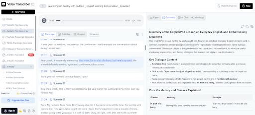 Transcribe audio to text and generate AI summaries in minutes with Video Transcriber AI