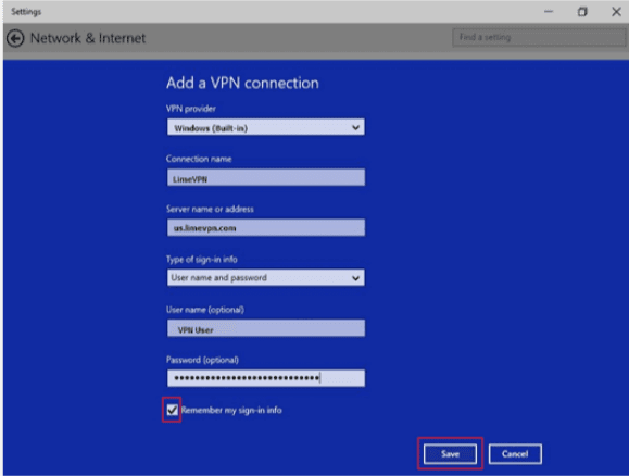 VPN in windows