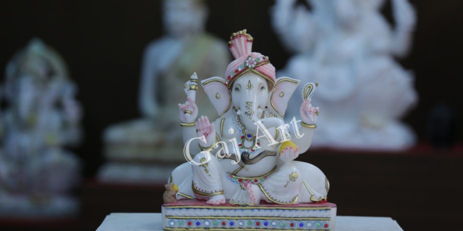 Ganpati-God-marble-Statue-colorful-2