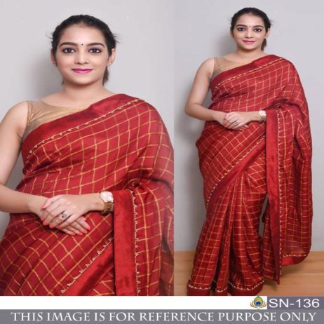 Srk-Maroon-Color-Check-Silk-Saree
