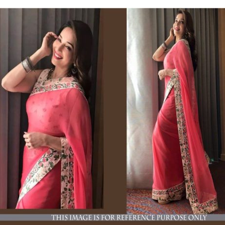 Srk-Pink-Color-Georgette-Plain-Saree