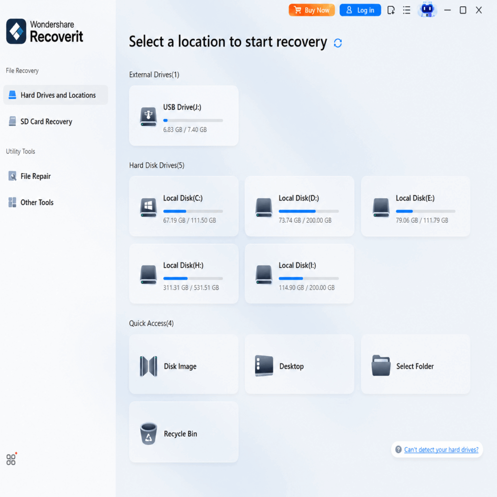 Select SD card for photo recovery before scanning